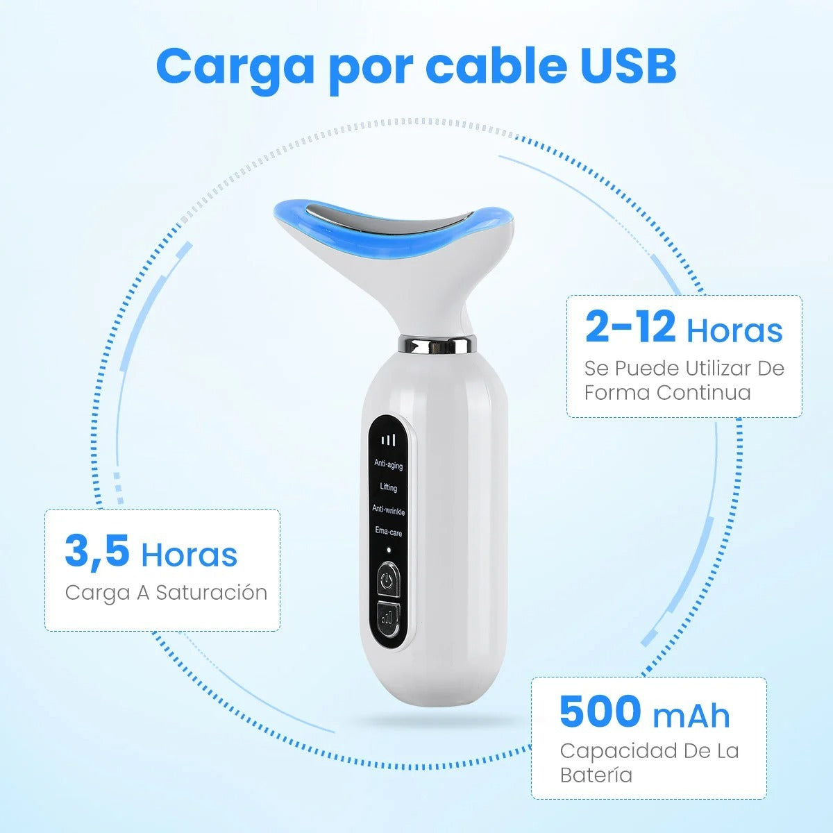 Masajeador Facial Cuello Antiedad Led